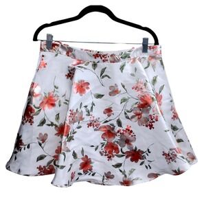 City Studio Floral Print Skater Mini Skirt White Red Party Cocktail Sz 11 /#8166